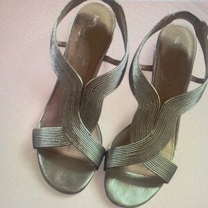 Elie Tahari Shimmering Gold Wave Sandals